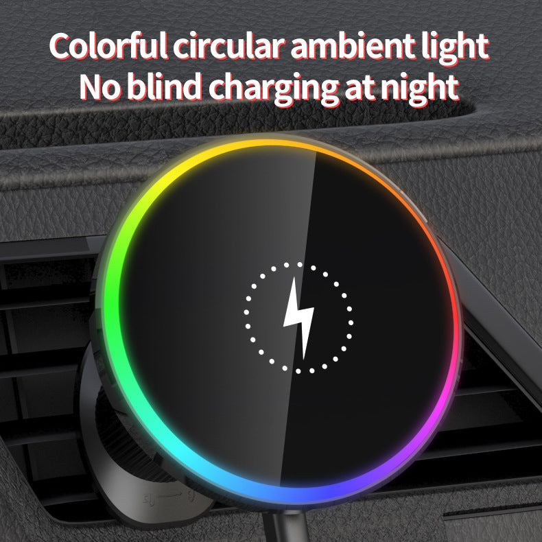 Foreign trade special for car wireless charger, hidden telescopic cable 15W magnetic fast charging car mobile phone holder