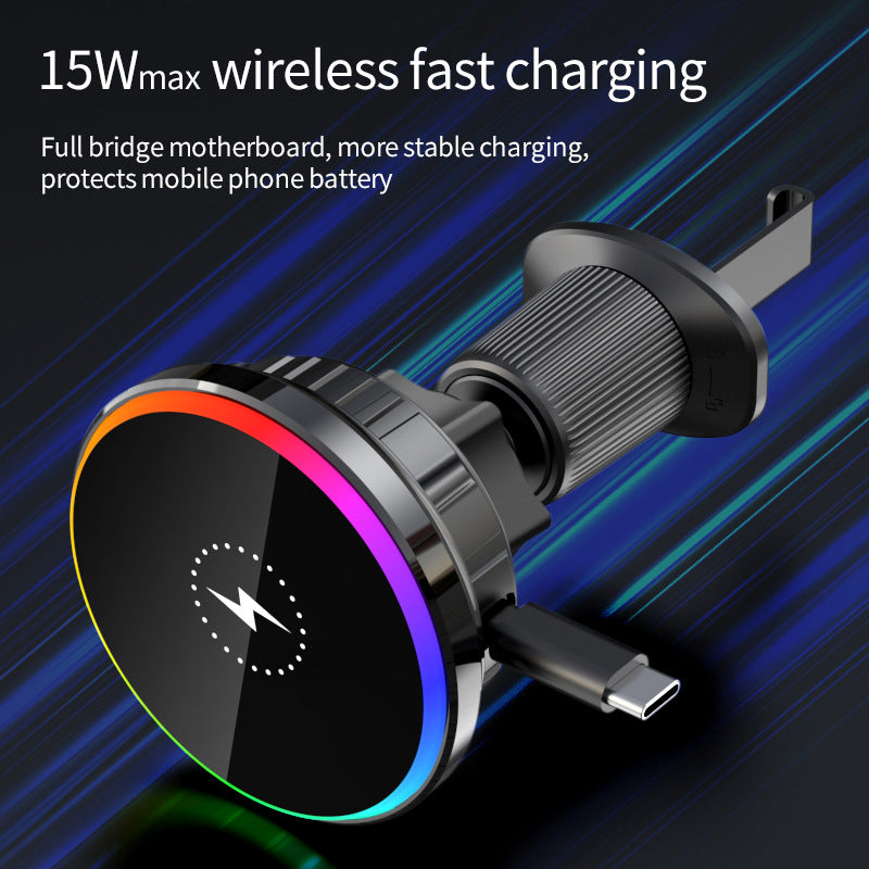 Foreign trade special for car wireless charger, hidden telescopic cable 15W magnetic fast charging car mobile phone holder