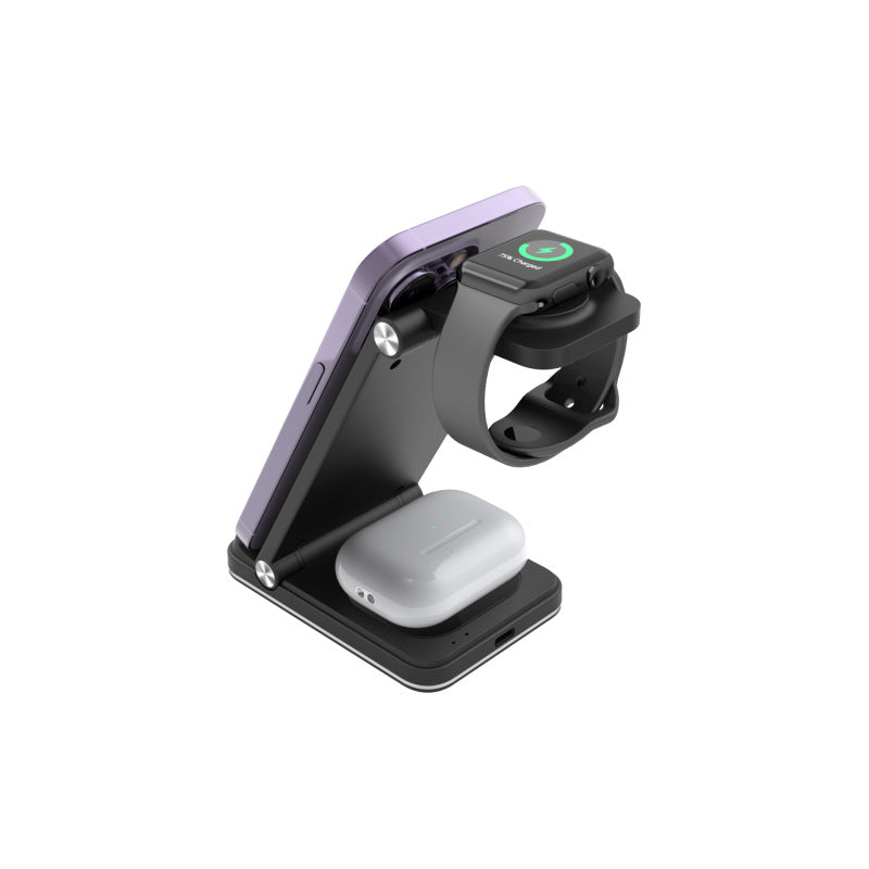 3-in-1 15W folding wireless charger, mobile phone watch, earphone charger, fast charging, wireless charging bracket, desktop.