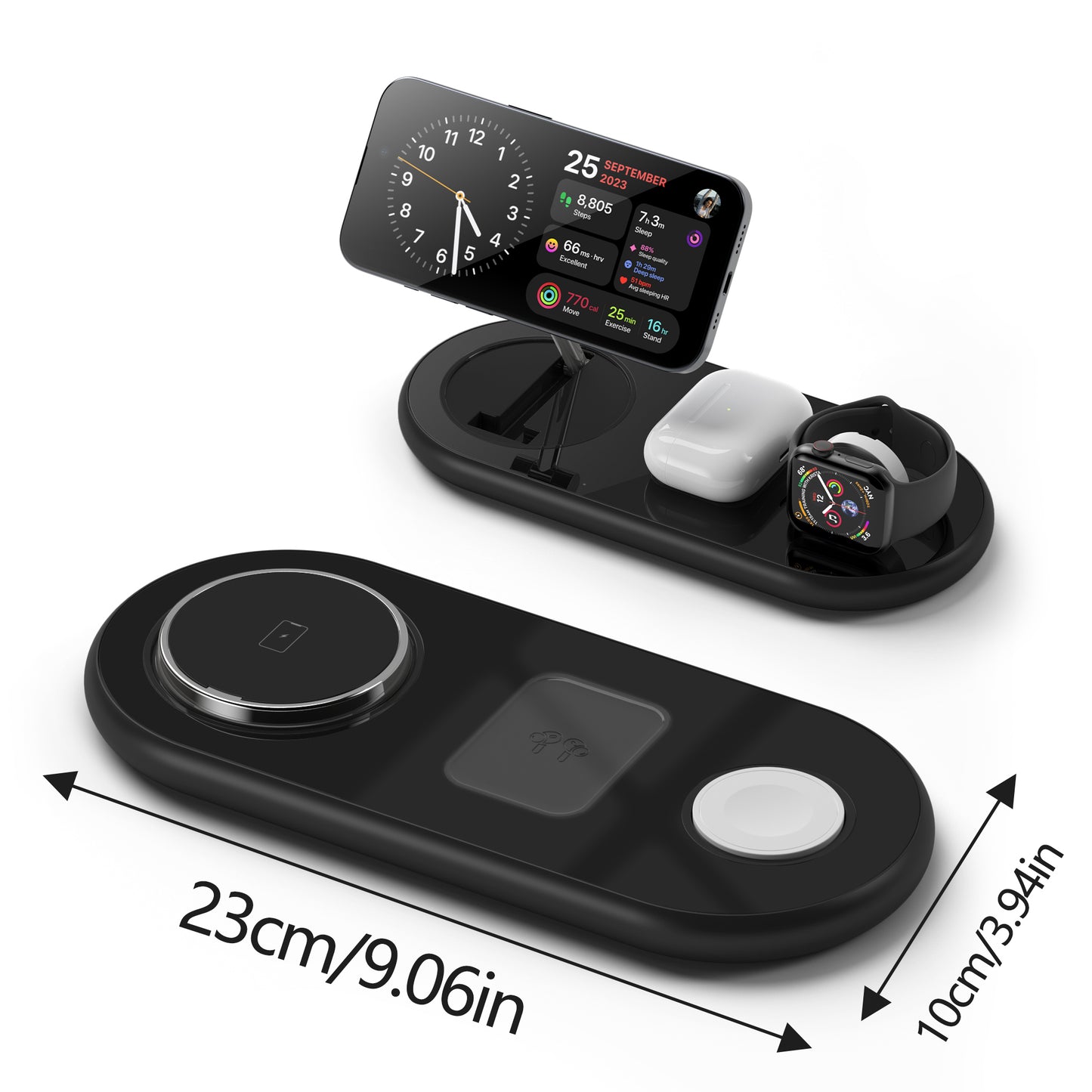 New folding wireless charger 3-in-1 wireless charging magnetic mobile phone watch earphone desktop charger