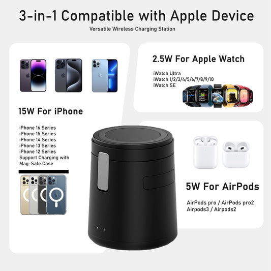 XW10 Rubik's Cube Spin Wireless Charger Strong Magnetic 15W Fast Charge 3-in-1 New Desktop Wireless Charge Cross-border
