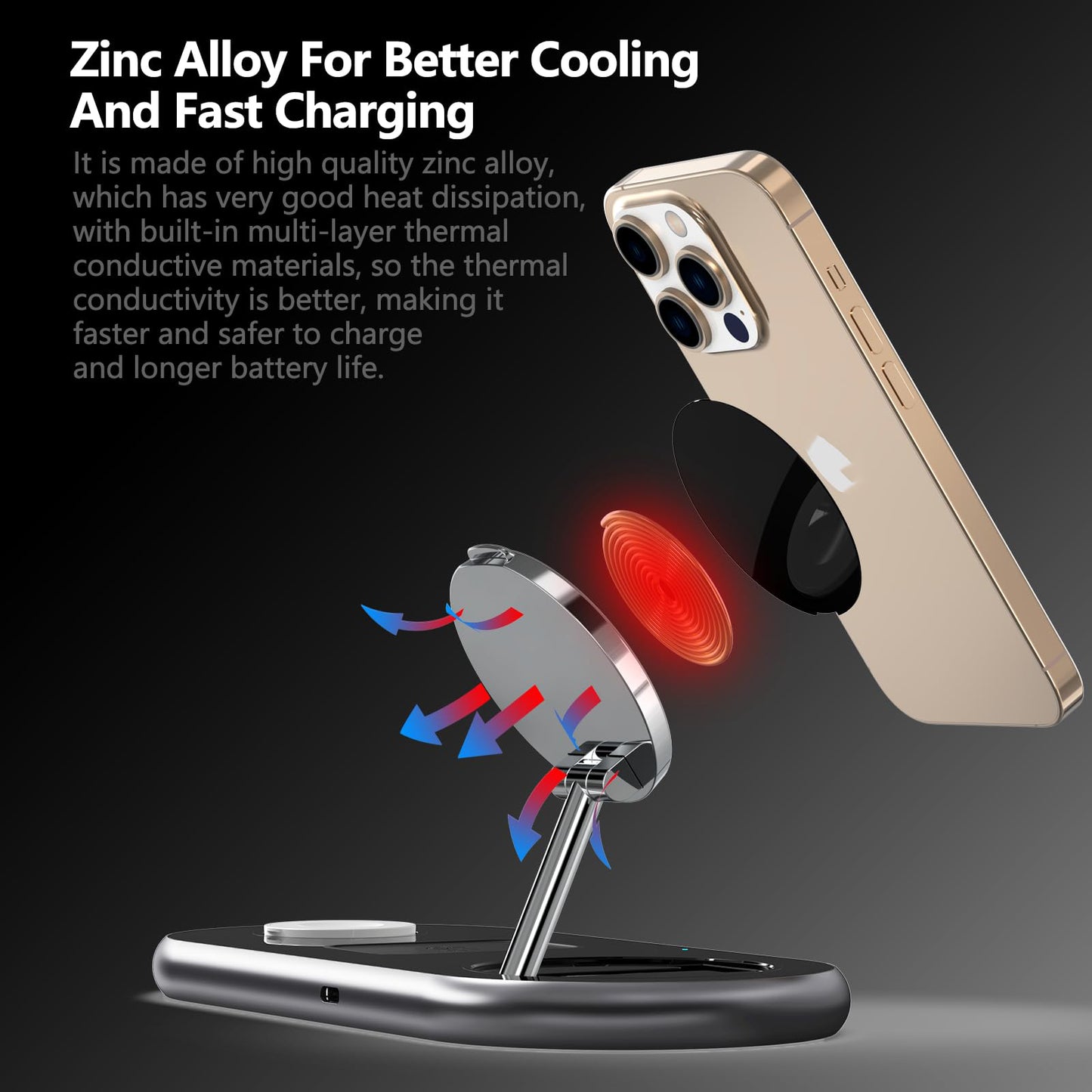 New folding wireless charger 3-in-1 wireless charging magnetic mobile phone watch earphone desktop charger