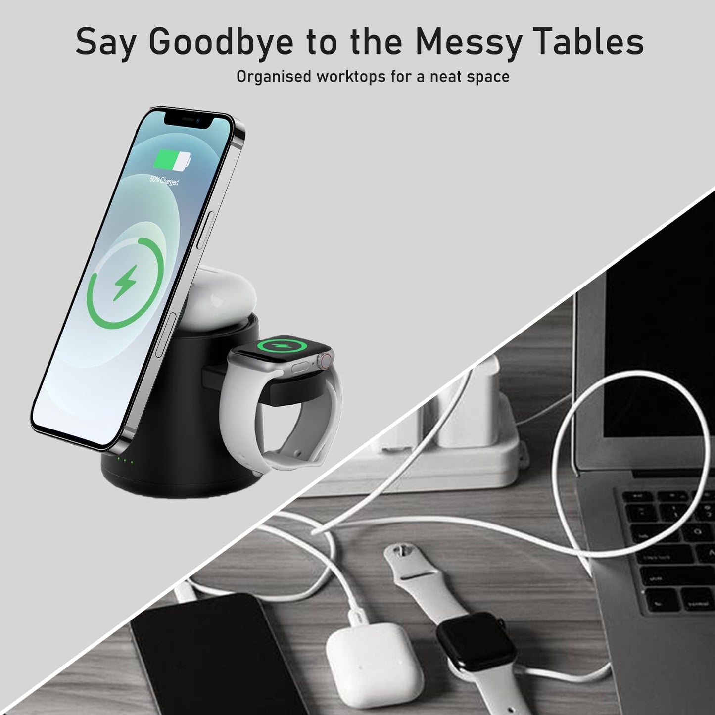 XW10 Rubik's Cube Spin Wireless Charger Strong Magnetic 15W Fast Charge 3-in-1 New Desktop Wireless Charge Cross-border